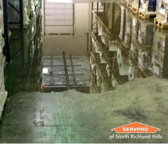 warehouse with flooded floor