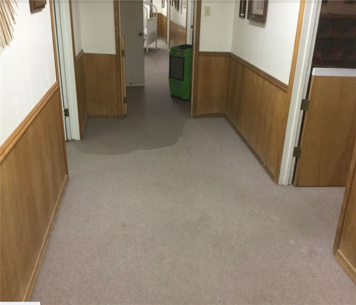 flooded office hallway