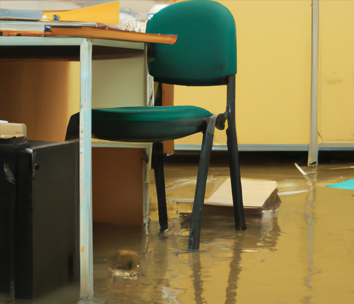 flooded office